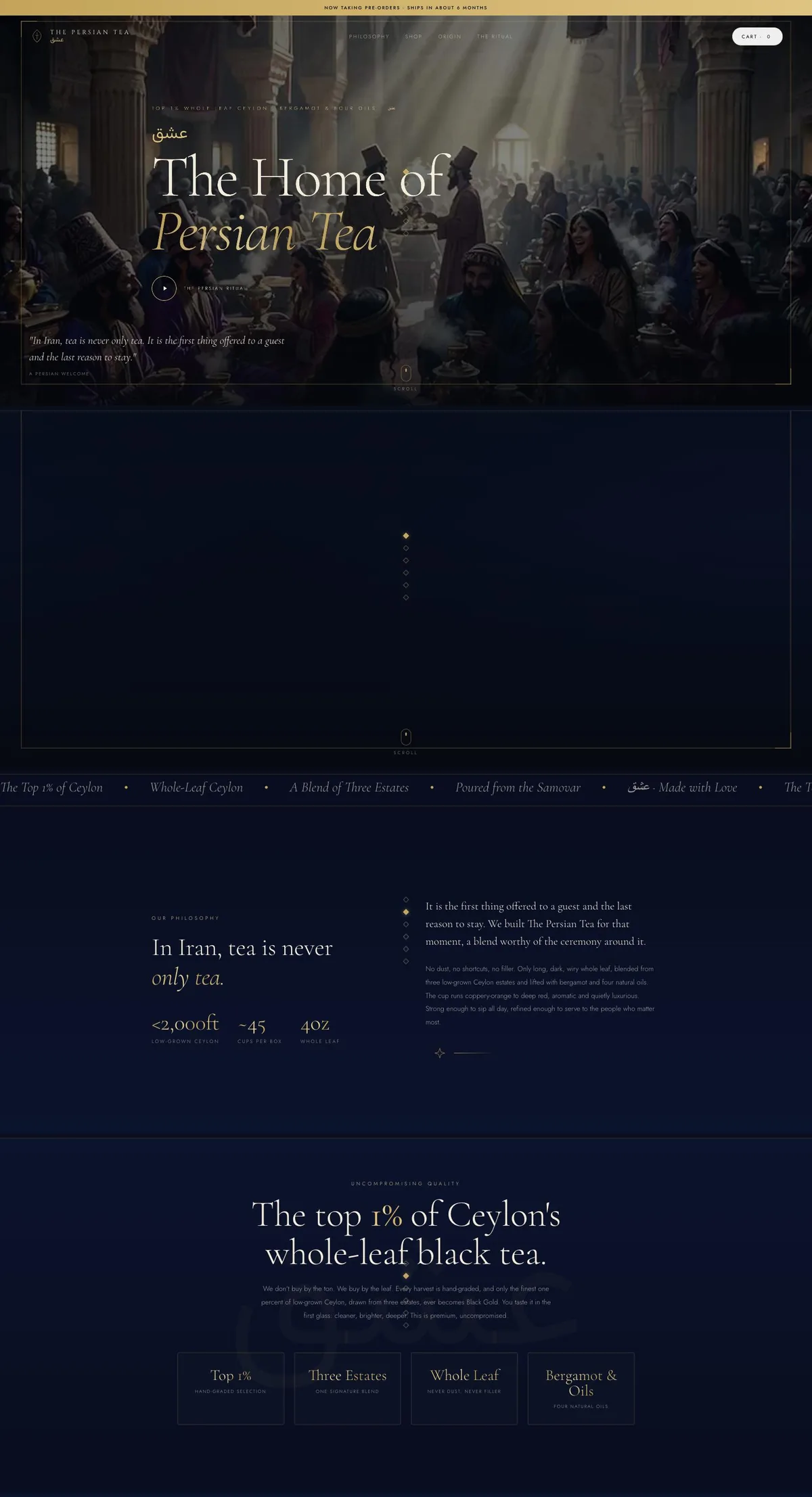 Scrolling preview of The Persian Tea site
